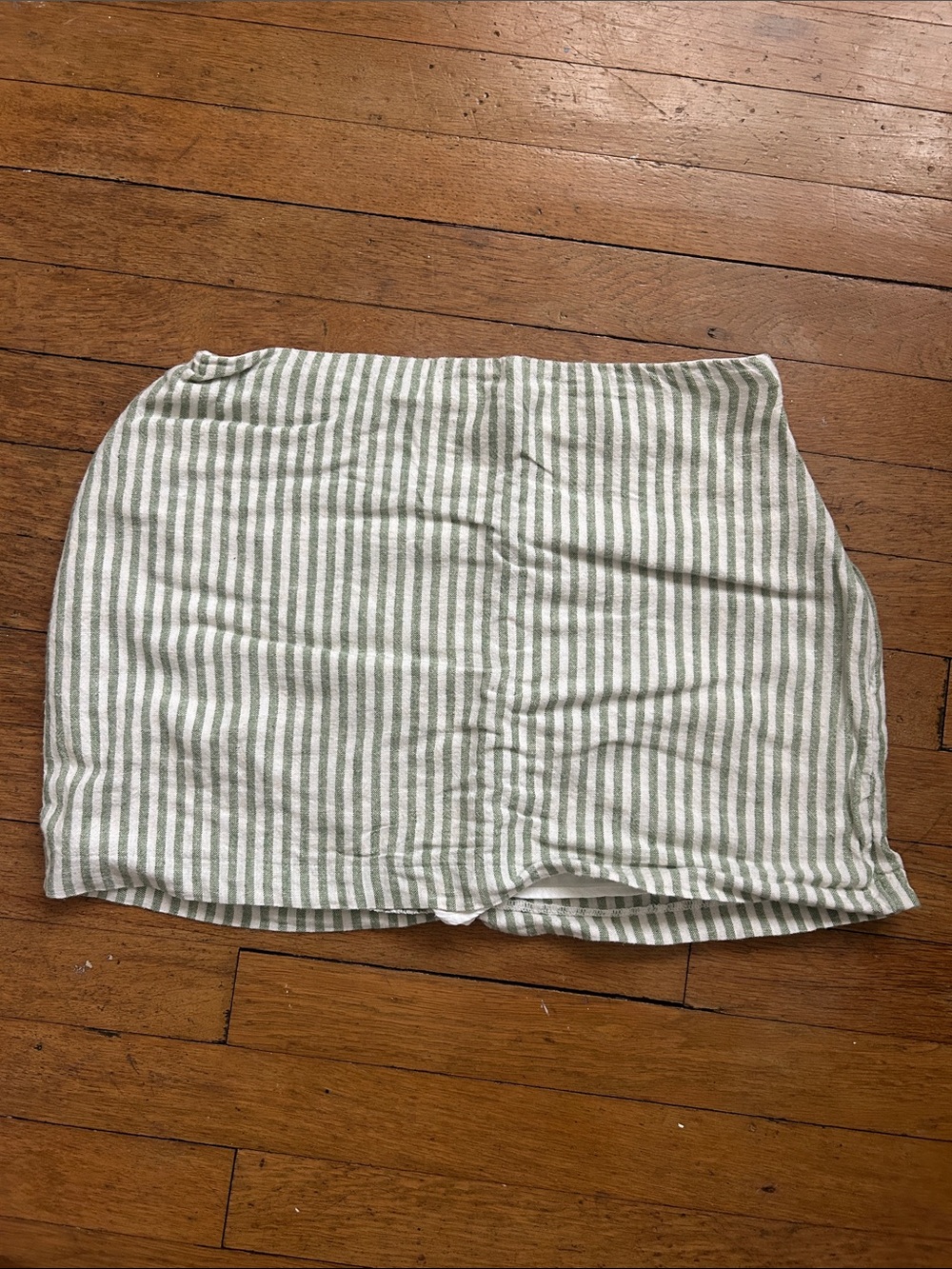 Abercrombie Striped Green and White Linen-Blend Women’s Skirt